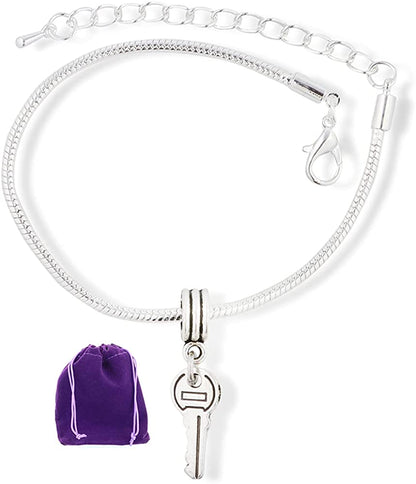 Key Small Snake Chain Charm Bracelet