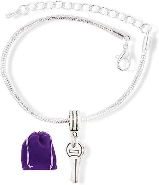 Key Small Snake Chain Charm Bracelet