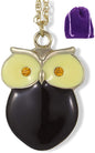 Black Owl with Yellow Eyes Charm Snake Chain Necklace