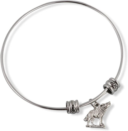Emerald Park Jewelry Howling Wolf (2D with 925 on Back) Fancy Bangle