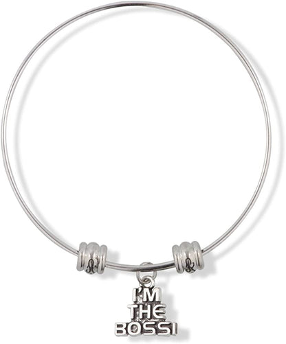 I'm The Boss Text Fancy Charm Bangle