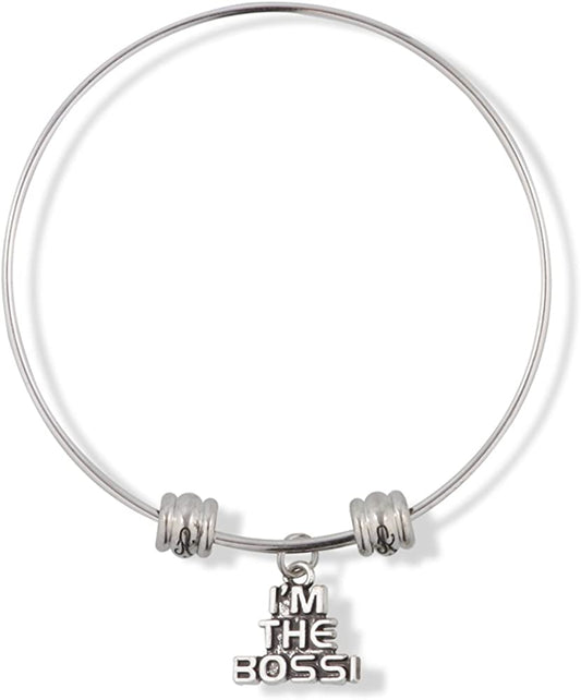 I'm The Boss Text Fancy Charm Bangle