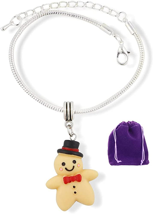 Gingerbread Man Plastic Snake Chain Charm Bracelet