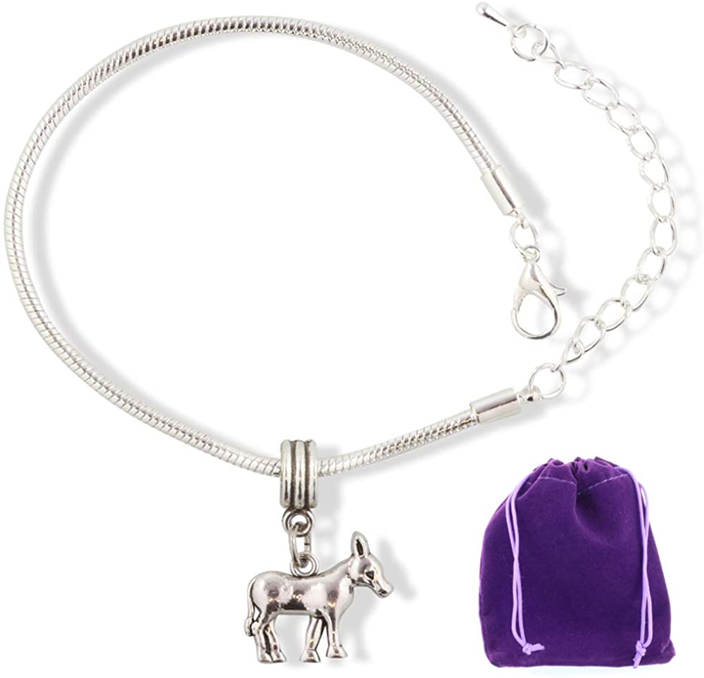 Donkey Jewelry | Stainless Steel Snake Chain Charm Bracelet