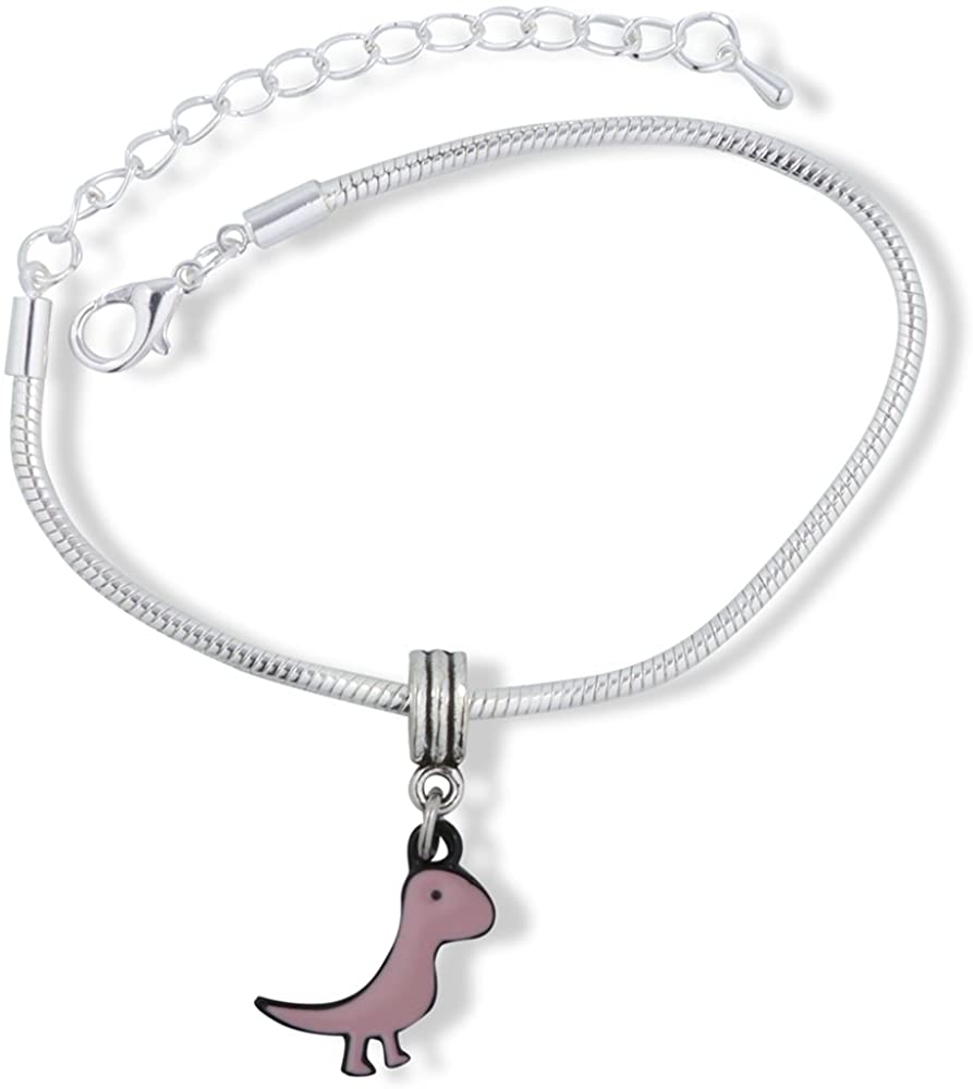 Emerald Park Jewelry Velociraptor Cartoonish Dinosaur Snake Chain Charm Bracelet