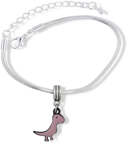 Emerald Park Jewelry Velociraptor Cartoonish Dinosaur Snake Chain Charm Bracelet