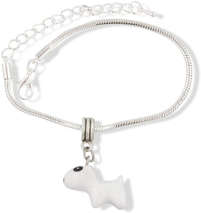 Small White Dog with Black Patch Dot on Eye Bracelet