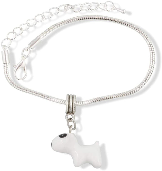 Small White Dog with Black Patch Dot on Eye Bracelet