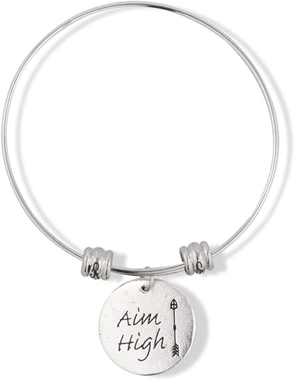 EPJ Aim High Text Fancy Charm Bangle