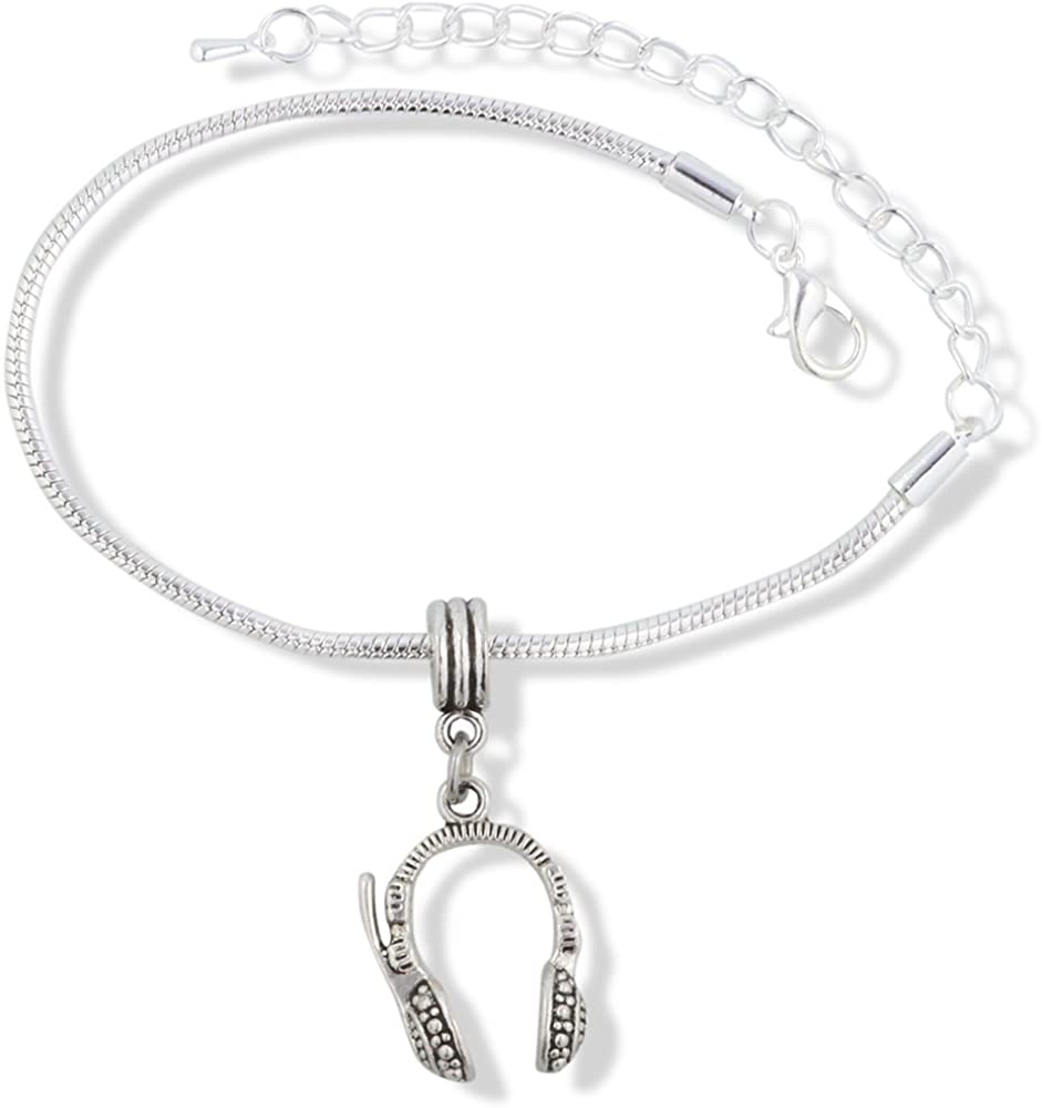 Headphones and Microphone with Details Snake Chain Charm Bracelet
