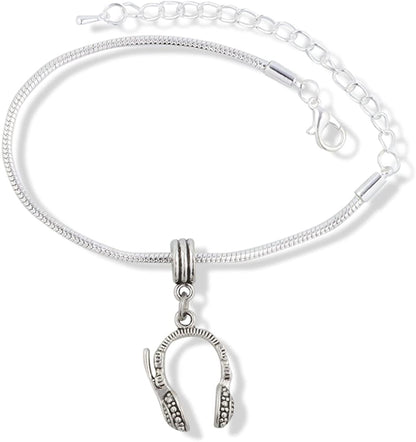 Headphones and Microphone with Details Snake Chain Charm Bracelet