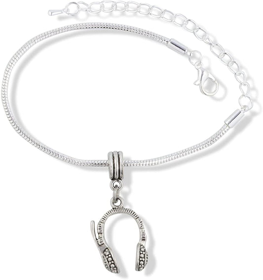 Headphones and Microphone with Details Snake Chain Charm Bracelet
