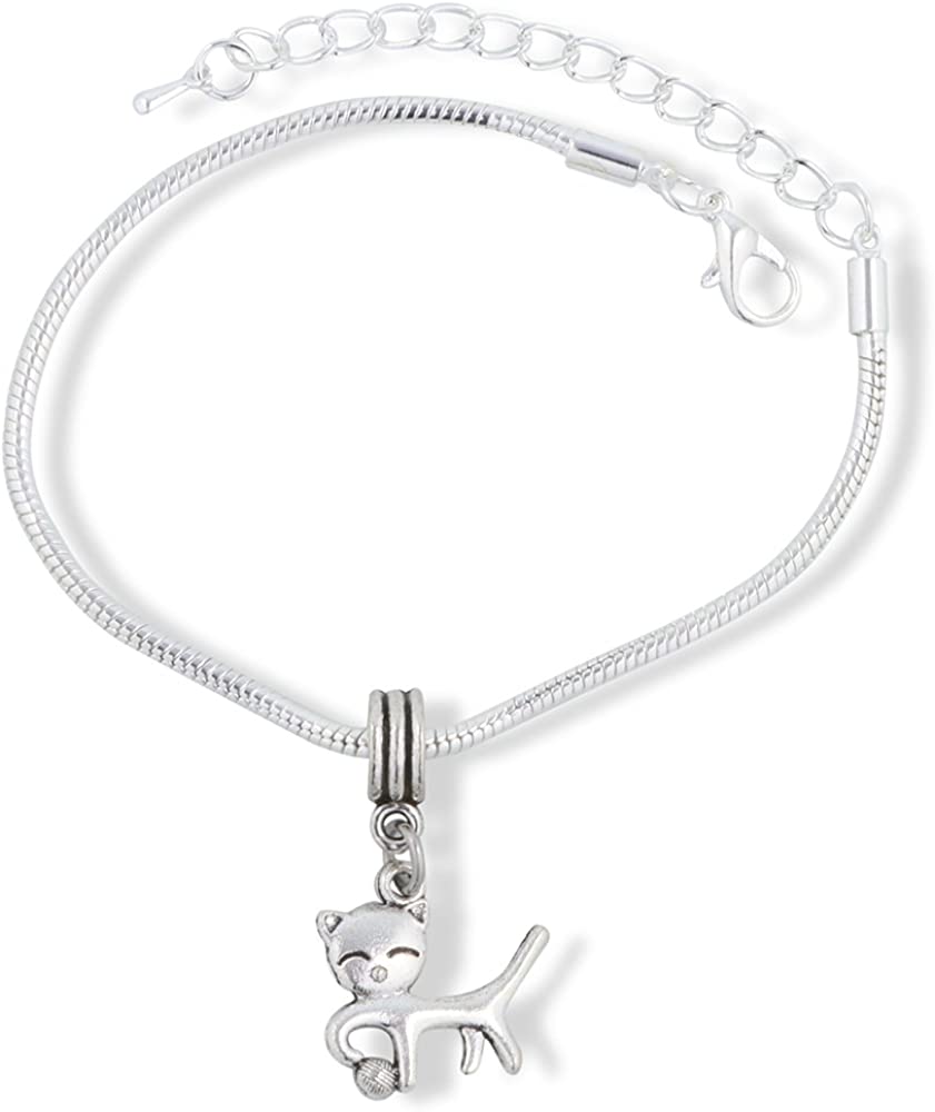 Cat with Smiling Eyes Snake Chain Charm Bracelet