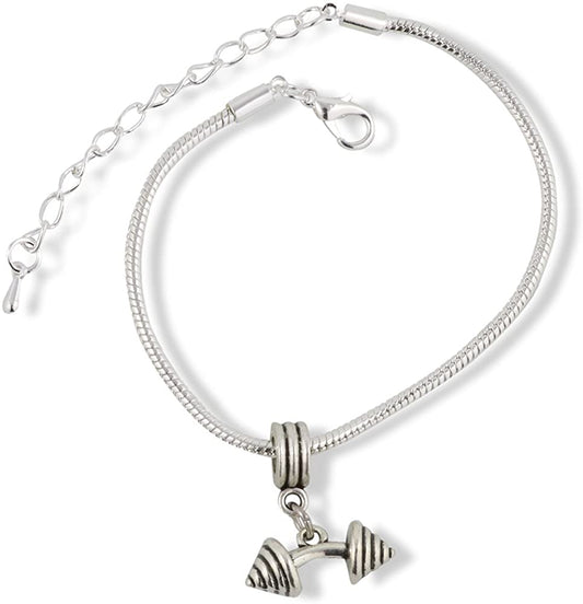 Dumbbell Bracelet Jewelry Jewlry Barbell Fitness Charm Accessories Stuff Gift for Kids Men Women Boys Girls Decor Strength Weight Lifting Bodybuilding Gym Wear Dumbbell Gifts Bent Dumbbell