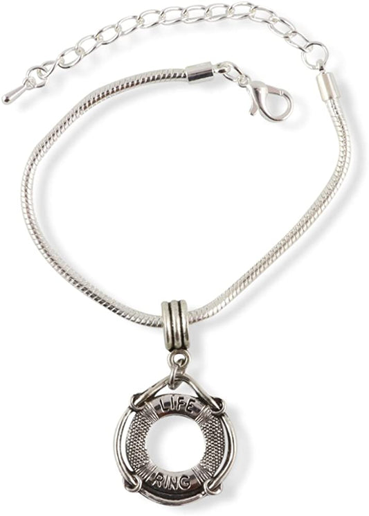 Life Ring Life Saver Rescue Ring Snake Chain Charm Bracelet