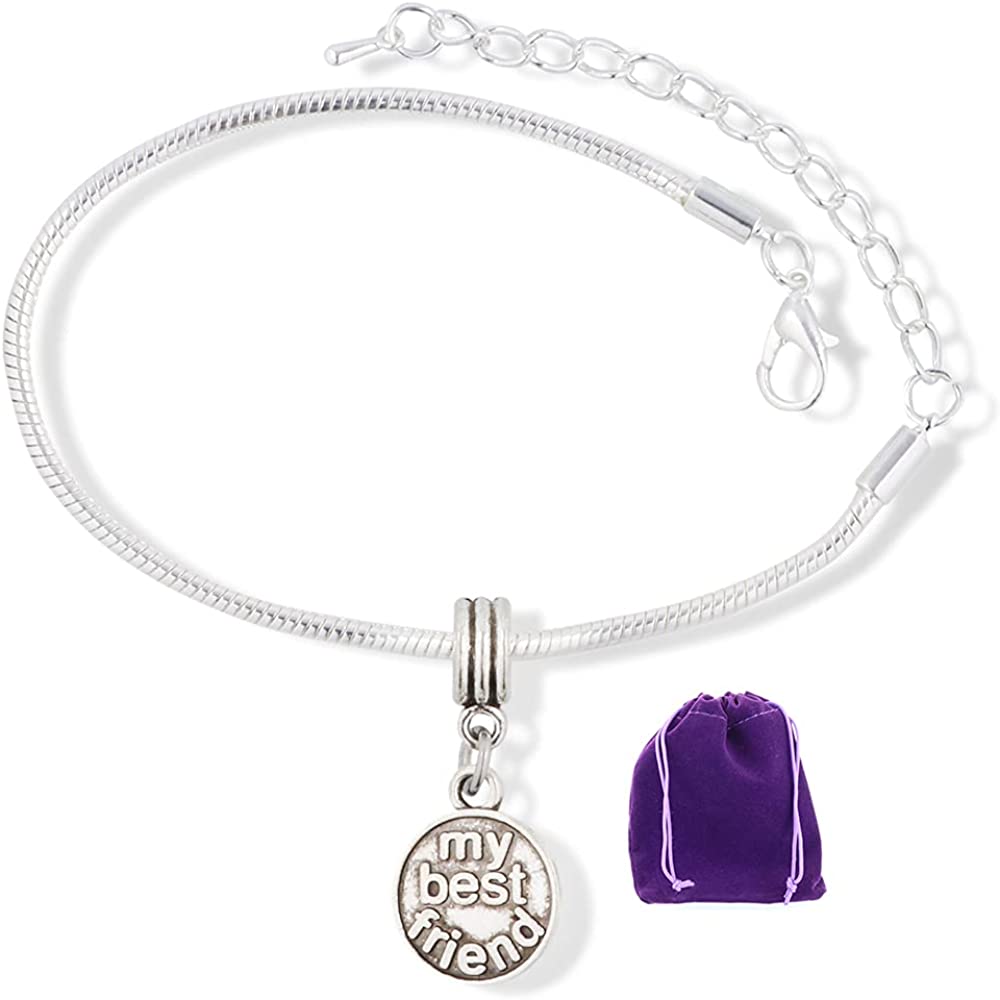 My Best Friend on Round Charm Snake Chain Charm Bracelet