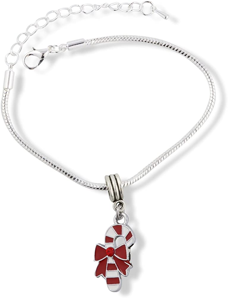 Emerald Park Jewelry Candy Cane Snake Chain Charm Bracelet