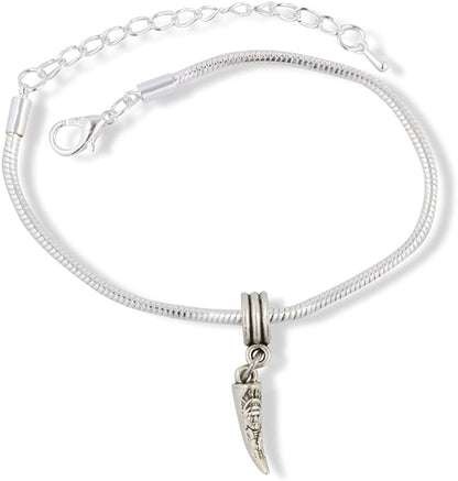 Carved Tusk Snake Chain Charm Bracelet
