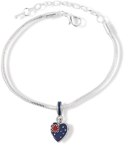 Emerald Park Jewelry Australian Flag Snake Chain Charm Bracelet