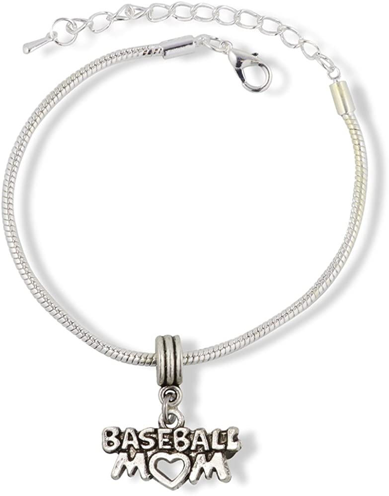 Emerald Park Jewelry Baseball Mom Snake Chain Charm Bracelet