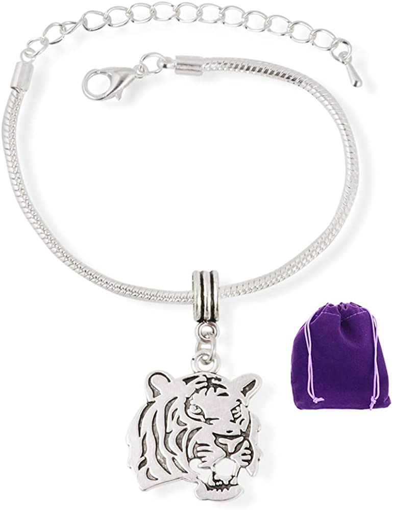 Emerald Park Jewelry Tiger Bracelet | Stainless Steel Snake Chain Bracelet