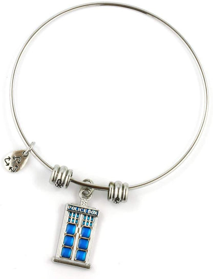 Police Box Bracelet | Bangle for Fans of The Popular TV Series for Men Women Police Decor Call Box Policeman Box Stainless Steel Hypoallergenic Jewelry