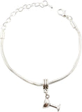 Emerald Park Jewelry Wine Glass with Bride on The Side Snake Chain Charm Bracelet