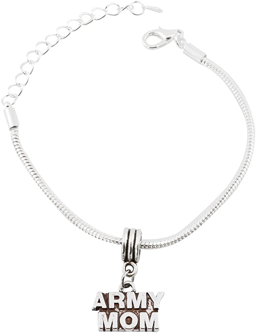 Army Mom Bracelet | Gifts Proud Military Mom Jewelry Gift Jewlry Military Charm Marine Mom Accessories Stuff Gift for Kids Men Women Boys Girls Decor