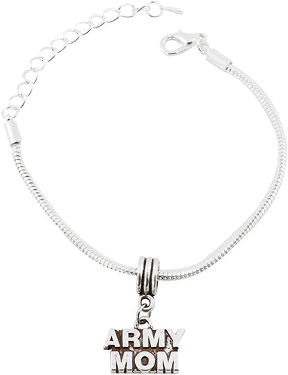 Army Mom Bracelet | Gifts Proud Military Mom Jewelry Gift Jewlry Military Charm Marine Mom Accessories Stuff Gift for Kids Men Women Boys Girls Decor