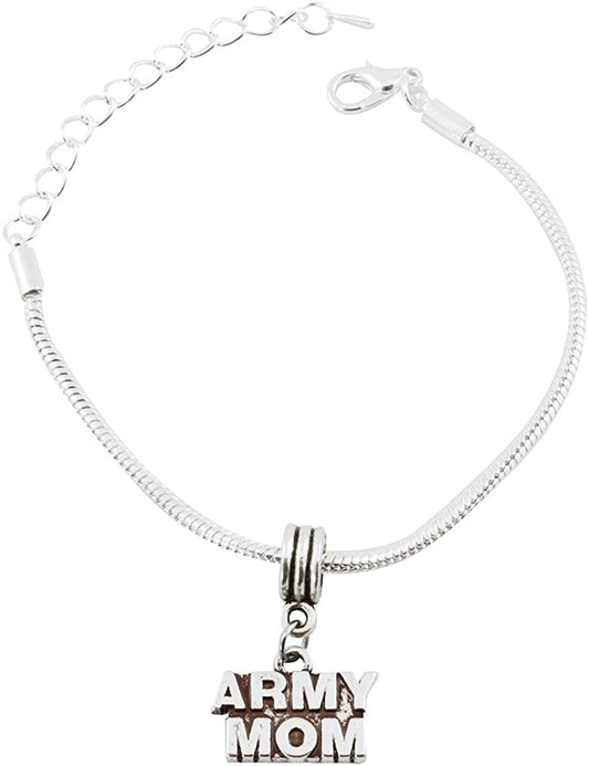 Army Mom Bracelet | Gifts Proud Military Mom Jewelry Gift Jewlry Military Charm Marine Mom Accessories Stuff Gift for Kids Men Women Boys Girls Decor