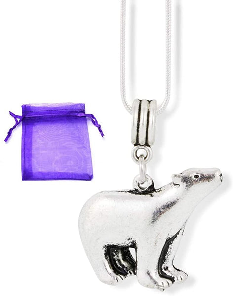 Polar Bear Jewelry for Women | Polar Bear Necklace for Women on a 22 inch Stainless Steel Snake Chain a Great Polar Bear Chain Bear Pendants and Polar Bear Gifts for Women or Men with Great Silver Bear