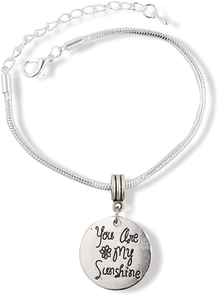 You are My Sunshine Snake Chain Charm Bracelet