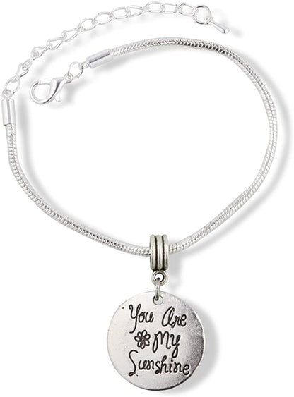 You are My Sunshine Snake Chain Charm Bracelet