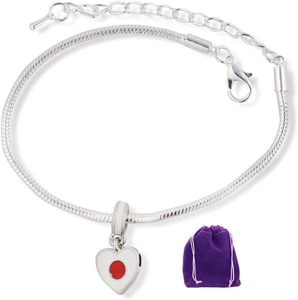 Japan Flag Snake Chain Charm Bracelet