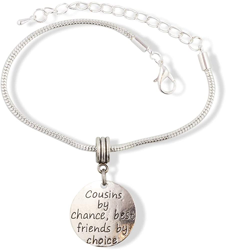 EPJ Cousin Gifts for Women | Cousin Stainless Steel Snake Chain Charm Bracelet Best Cousins