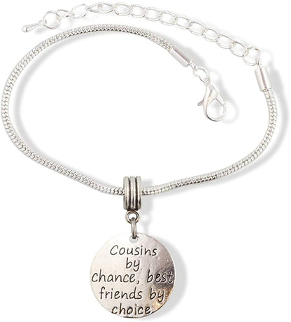 EPJ Cousin Gifts for Women | Cousin Stainless Steel Snake Chain Charm Bracelet Best Cousins