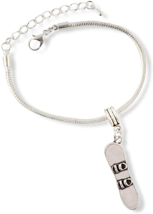 Emerald Park Jewelry Snowboard Snake Chain Charm Bracelet