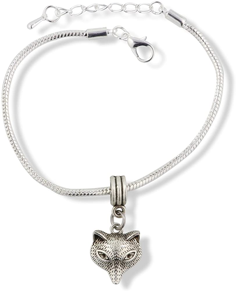 Fox Bracelet | Fox Head Snake Chain Stainless Steel Charm Bracelet