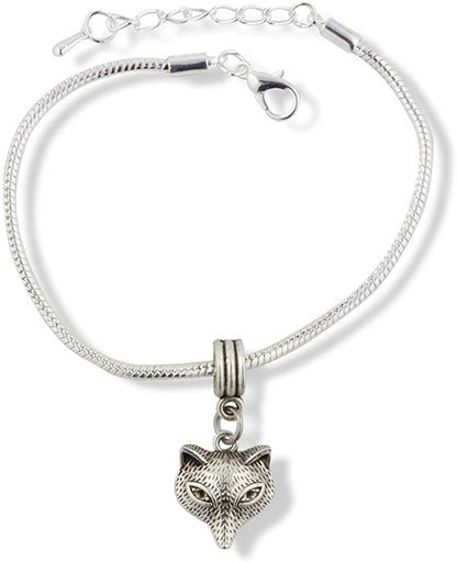 Fox Bracelet | Fox Head Snake Chain Stainless Steel Charm Bracelet
