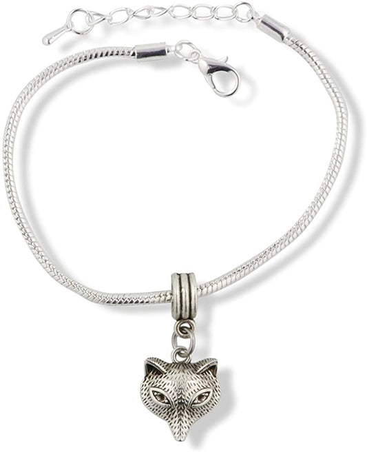Fox Bracelet | Fox Head Snake Chain Stainless Steel Charm Bracelet