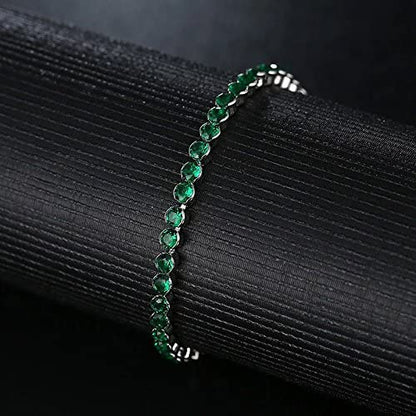 Emerald Park Jewelry Tennis Bracelet AAA Cubic Zirconia Blue Green Pink White