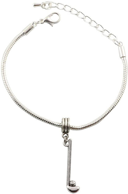 Golf Bracelet | Club Golf Ball Stainless Steel Snake Chain Charm Bracelet