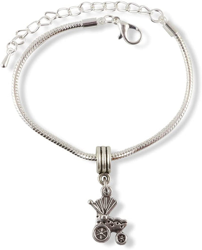 Baby Carriage Bracelet | Stainless Steel Snake Chain Charm Bracelet