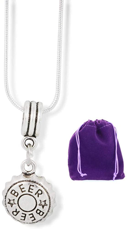 Beer Bottle Cap Necklace | Charm Snake Chain Pendant