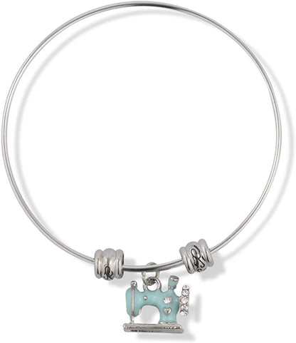 EPJ Sewing Machine Light Blue Fancy Charm Bangle