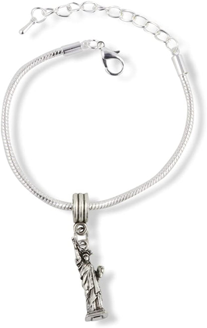 Emerald Park Jewelry Statue of Liberty Snake Chain Charm Bracelet