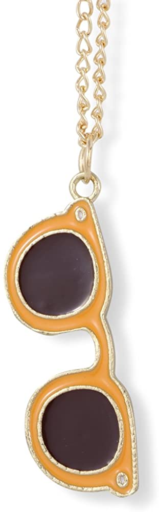 Orange Sunglasses on Gold Coloured Charm Chain Necklace