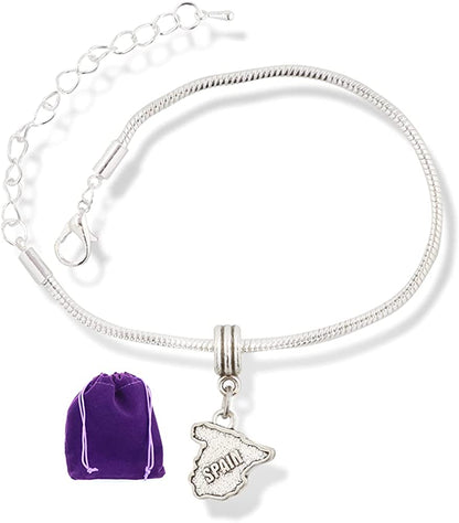 EPJ Spain Bracelet | Country Map Stainless Steel Snake Chain Charm Bracelet
