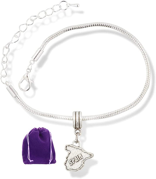 EPJ Spain Bracelet | Country Map Stainless Steel Snake Chain Charm Bracelet