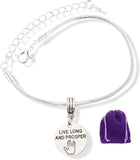 Live Long and Prosper Text Snake Chain Charm Bracelet